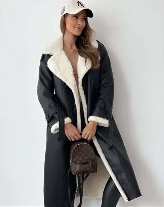 Silvia™ | Luxe Sherpa-Lined Trench Coat - Navenport