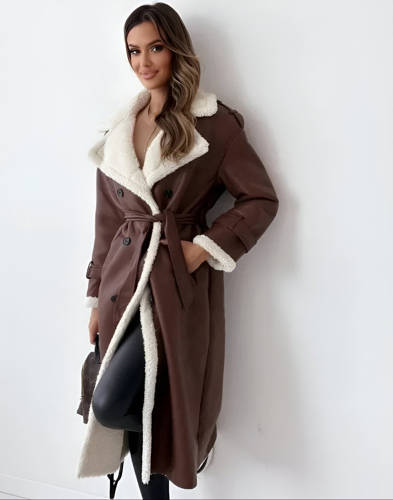 Amelia™ | Luxe Sherpa-Lined Trench Coat - Navenport