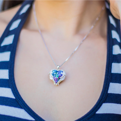 Ocean Crystal Heart Necklace